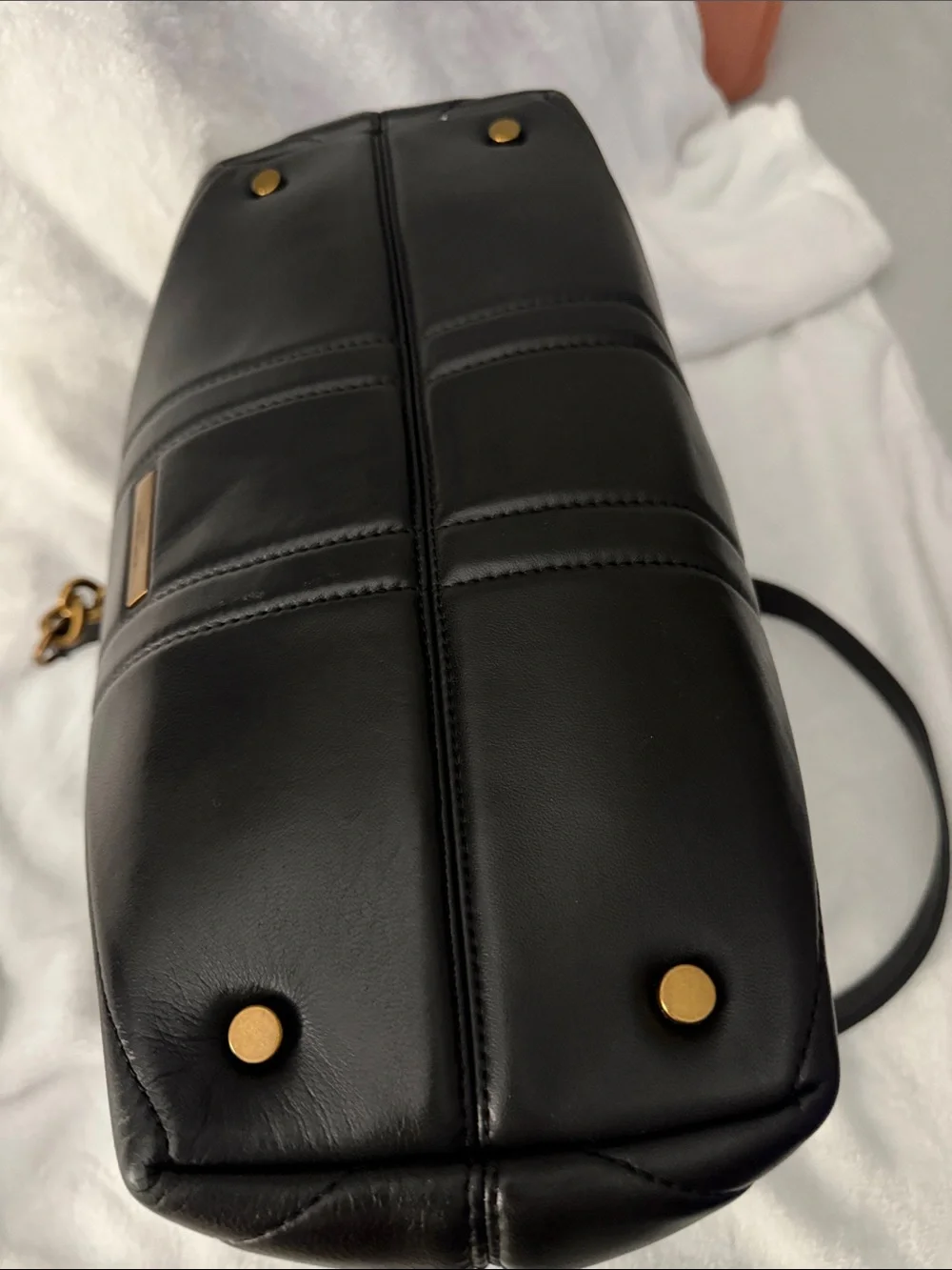 Black Quilted Shoulder Tote with Antiqued Gold Chain Handles